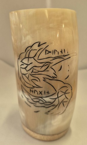 Buffalo horn mug with viking - buffalo,