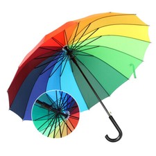 16 Rib Rainbow Golf Umbrella Ultra Durable Deluxe Strong Windproof Large Canopy