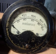 Vintage Brass Cased 3 Terminal Microamperes  meter 71548  (0-100/0-1000 uA)