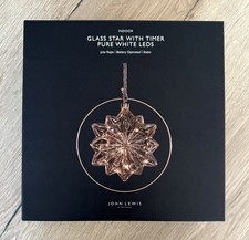 John Lewis Glass Star with Timer Indoor Pure White LEDS