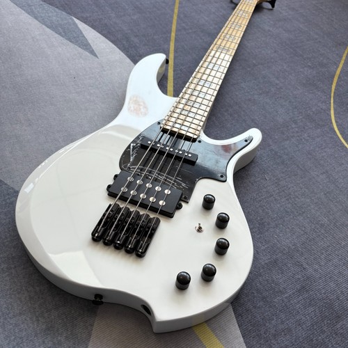 White 5string electric bass - electric,