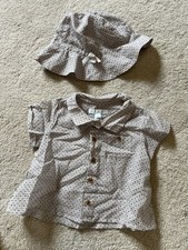 Marie Chantal Baby Shirt Top  And Matching Hat Size 3 Months, Never Worn