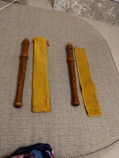 2 (Pair) Adler Wooden Recorders. Well Worn With Soft Cases