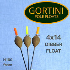 3 no. Handmade GORTINI 4x14 ' Dibber ' hand made fishing pole float set