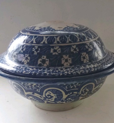 Antique moroccan lidded dish - lidded,