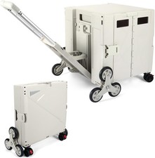 Foldable Shopping Trolley Stair Climbing Wheels 90kg 76L Telescopic Handle Beige