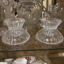 Vintage Tipperary Crystal Pair Candle Holders Sunburst Ireland Original Box NIB