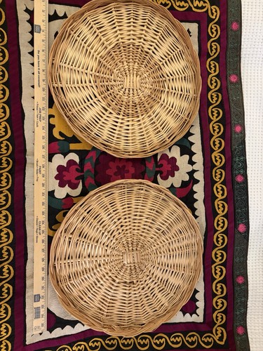 Large wicker woven trays set - large,