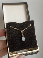 Vintage 9ct Gold Opal Necklace Pendant Hallmarked Rub Over Setting