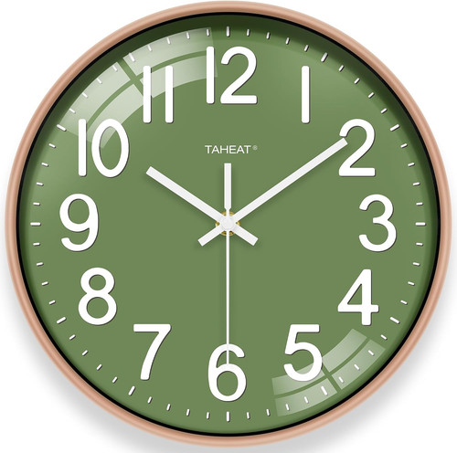 Silent wall clock - 12", green