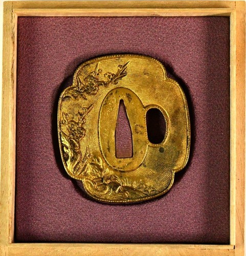 Japanese iron tsuba sword - iron,