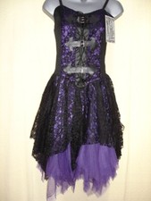 Ladies Gothic Victorian Steampunk Purple Black Buckled Corset Dress Size 10-14
