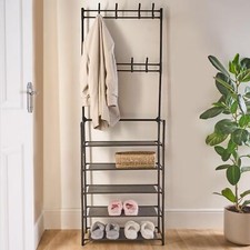 16 Hook Shelving Rack Storage Tier Unit Hallway Home Decor Wire Office Organiser