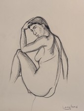 Nude Art, Life drawing in Charcoal, Genuine ORIGINAL ART 30x35cm Signed