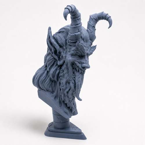 Krampus bust 25cm grey - grey, pla