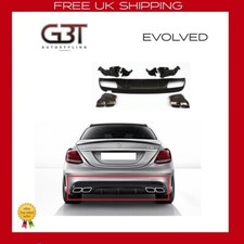 FITS MERCEDES C CLASS W205 S205 REAR BUMPER DIFFUSER AMG STYLE BLACK 2013+