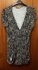 Barbara Hulanicki Dress Black Brown Pattern Dress Clustered At Bottom Size 20