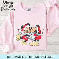 Disney Mickey And Minnie Mouse Christmas Dtf Transfer Iron On Childrens T-shirt