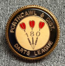 PORTHCAWL & DIST. DARTS LEAGUE 180 VINTAGE PIN BADGE