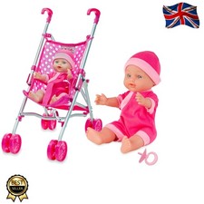 My First Dolls Pram & Poseable Doll Set - Perfect Pink Toy Stroller for Girls