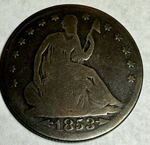 1853 seated liberty half - seated,