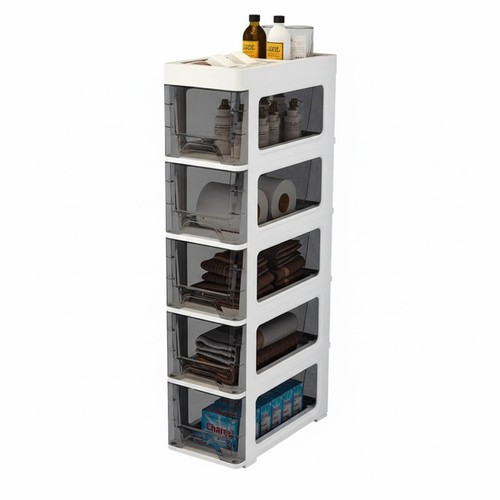 Slim bathroom cabinet rolling - slim,