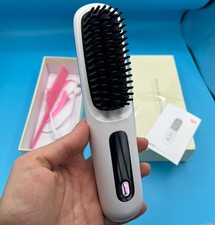 Cordless Hair Straightener Comb, Portable and Rechargeable, Fast Heating, WHITE