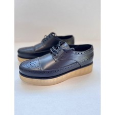 F-Troupe Women's Platform Brogue Oxford Shoes Black Leather Size EU 41 / US 10