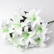 10Heads Artificial Stargazer Large Bouquet Quality Faux Silk Lily Flowers Decor
