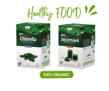 BIO JĘCZMIEŃ PROSZEK + CHLORELLA  TABLETKI 100% ORGANIC BARLEY GRASS 
