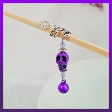 Purple Skull and Bell Dreadlock Spiral – Hair Jewellery for Locs, Braids