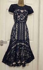 GORGEOUS COAST NAVY BLUE LACE FIT FLARE OCCASION WEDDING DRESS SIZE 12