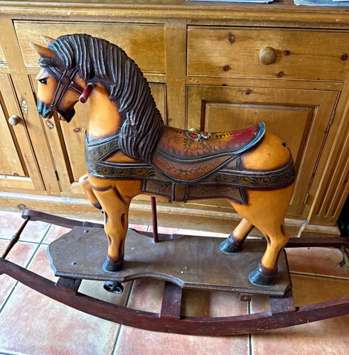 Vintage wooden rocking horse - wooden,