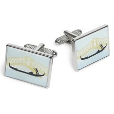 Gondola Cufflinks - Onyx Art CK656 Venice Italy Romantic Cuff Links