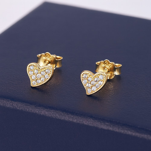 9ct gold stud earrings heart - gold,