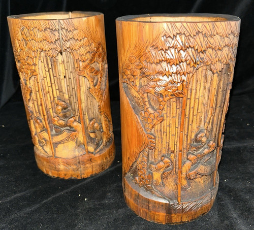 Antique carved bamboo - bamboo, chinese