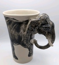 Blue Witch Signed 3D Sculptured Hand Painted Elephant Mug or Desk Tidy / Vase