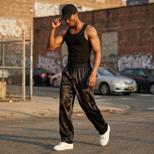 Men shiny black - men’s, satin