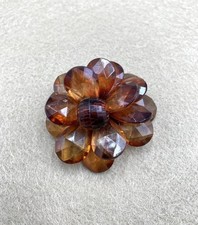 Brown Beaded Flower Shaped Brooch