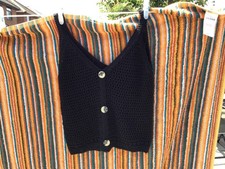 ladies black crochet knit vest tank top waistcoat style New without tags size XS