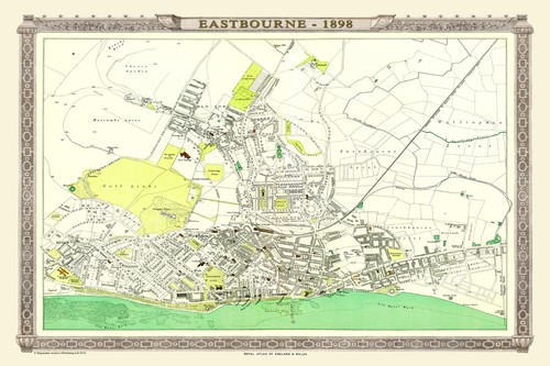 Old map eastbourne 1898 - map,