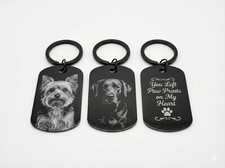 Custom Pet Memorial Keyring – Engraved Dog Tag – Photo/Text - Personalised Gift