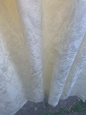 Pair Lemon Cream Cotton Mix Jacquard Curtains Fleur De Lys Washable W90” D90” (C