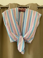 vintage 70s ST MICHAEL cropped TIE BOLERO waistcoat TOP ice cream stripe 10