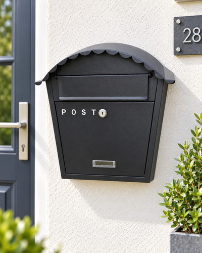 Wall mounted post box - box, black
