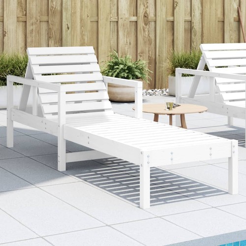 White pine wooden sun lounger - pine,