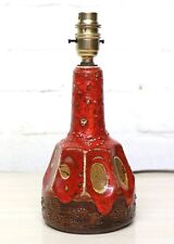 Table Lamp Vintage Danish Ceramic Lamp 60's Brutalist Fat Lava Glaze Red Orange