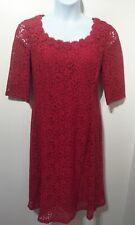 Caroline Charles Red Lace Dress 16 Smart Formal Festive Christmas Party Xmas