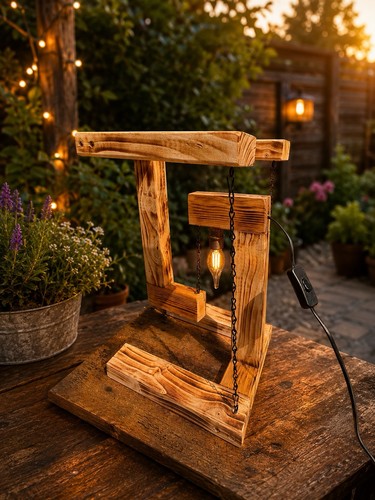 Rustic wooden accent lamp - rustic,