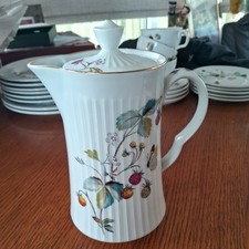 Royal Worcester Strawberry Fair FLUTED Coffee / Hot Water Pot. Rare